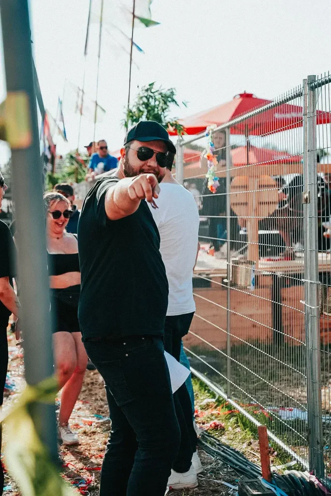 Backstage at a festival booking
